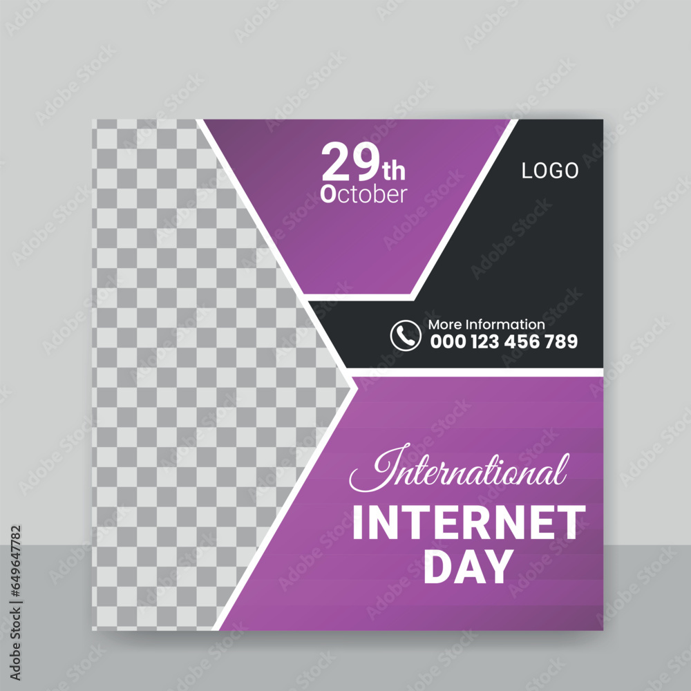 Fototapeta premium International Internet Day social media post design template