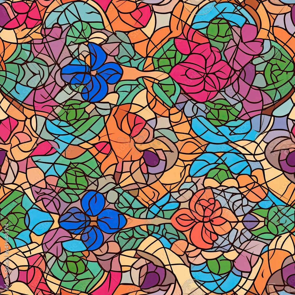 Traditional Punjabi Pakistani rose motifs seamless pattern, AI Generated