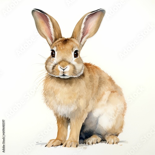 Watercolor rabbit isolated on white, rabbit watercolor clipart, Easter bunny, rabbit clipart for children, handbook material, cute rabbit watercolor