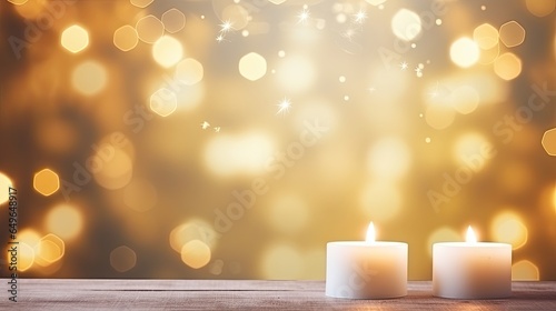 christmas candles on the table concept with free space for text