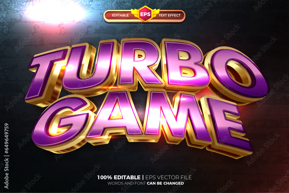 Turbo Modern Retro Game 3D Text Effect game logo template