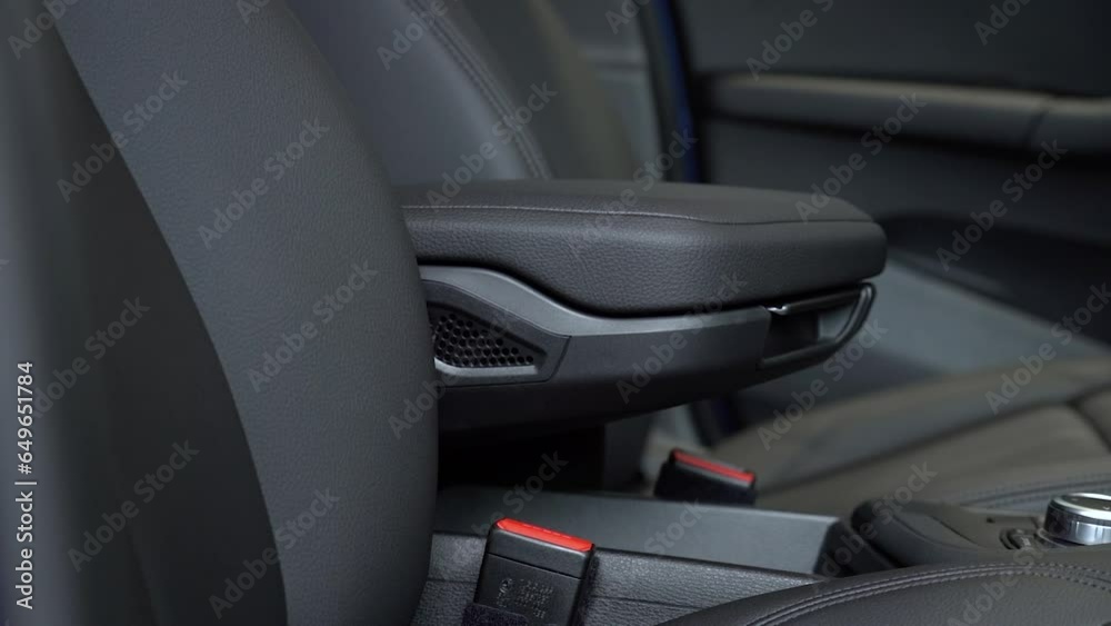 Kyiv, Ukraine - APRIL 12, 2023 BMW X1 Interior armrest Kyiv, Ukraine - APRIL 12, 2023 BMW X1 Interior armrest