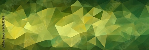 Green and gold shades in irregular triangles, shapes, polymorphs. Abstract seamless card, banner. Festive, luxury background. photo