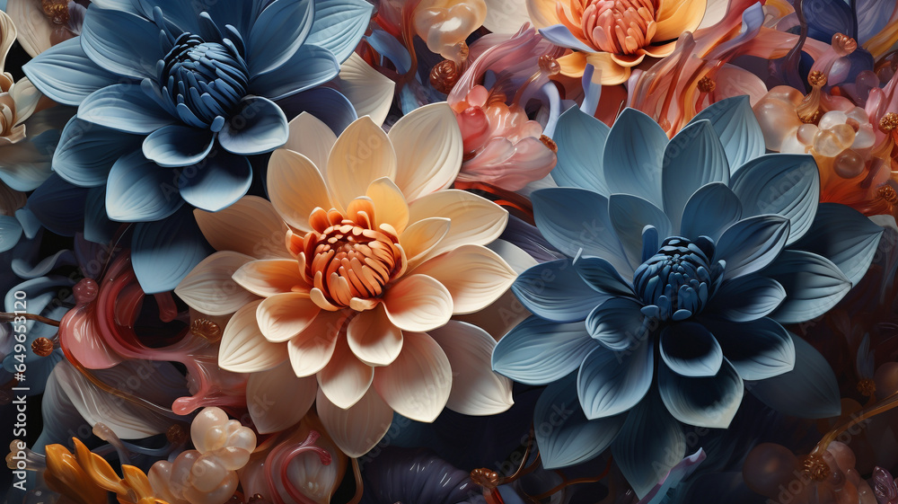 Watercolor painting of abstract lotus flowers Watercolor painting of abstract lotus flowers