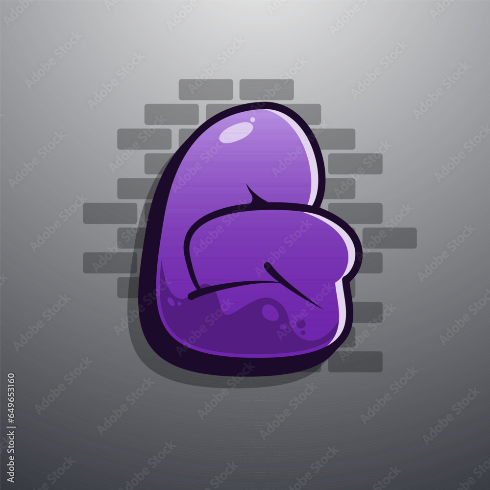 Letter G. Graffiti alphabet. Bubble graffiti letters. Purple uppercase