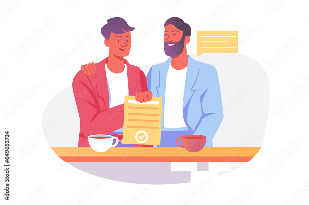 Asian concept Business deal with people scene in the flat cartoon style. Two business men met to resolve their affairs. illustration. Asian concept Business deal with people scene in the flat cartoon style. Two business men met to resolve their affairs. illustration.