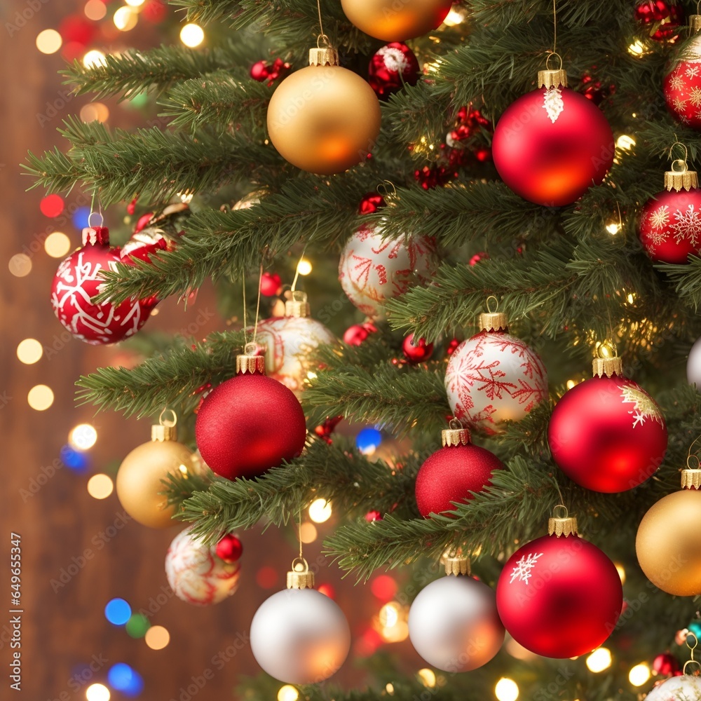 Close up of a Christmas tree with Douglas. Close up of a Christmas tree with Douglas.