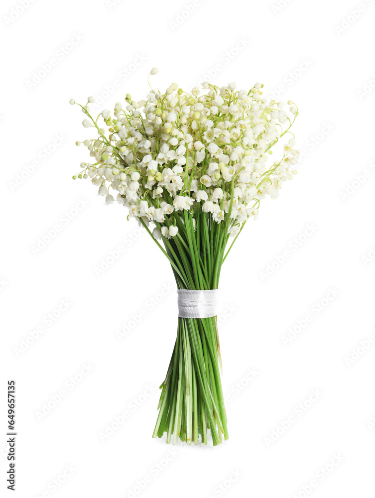 Beautiful lily of the valley bouquet on white background Beautiful lily of the valley bouquet on white background