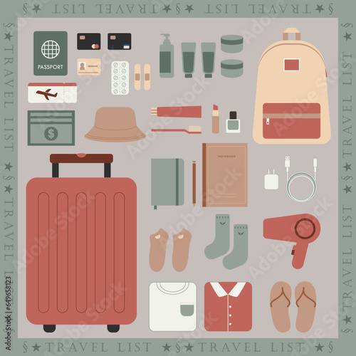 Travel Packing List Illustration