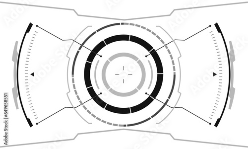 HUD sci-fi interface screen view grey geometric on white design virtual reality futuristic technology creative display vector