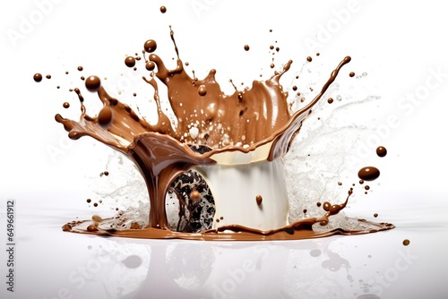 chocolate wavy splash isolated on white background  Chocolate splash and drips. 