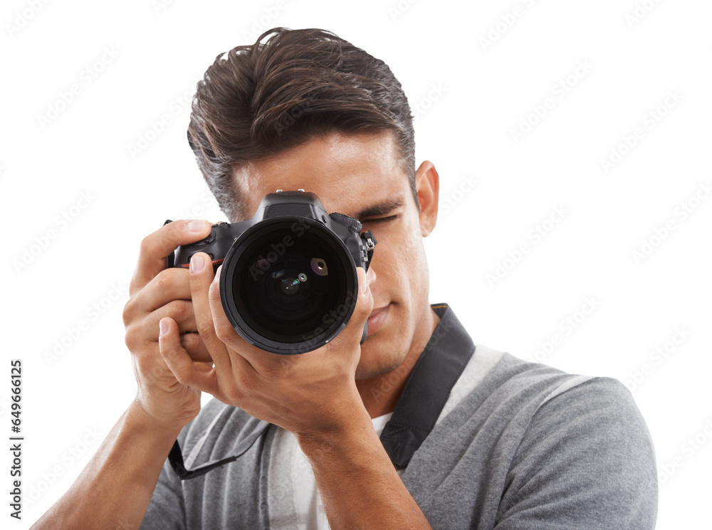 Photography, art and man with camera, lens and taking a picture for creativity isolated on png transparent background. Professional photographer, creative with tech and focus, media and production Photography, art and man with camera, lens and taking a picture for creativity isolated on png transparent background. Professional photographer, creative with tech and focus, media and production