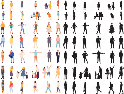 people in flat style collection, set on white background, vector