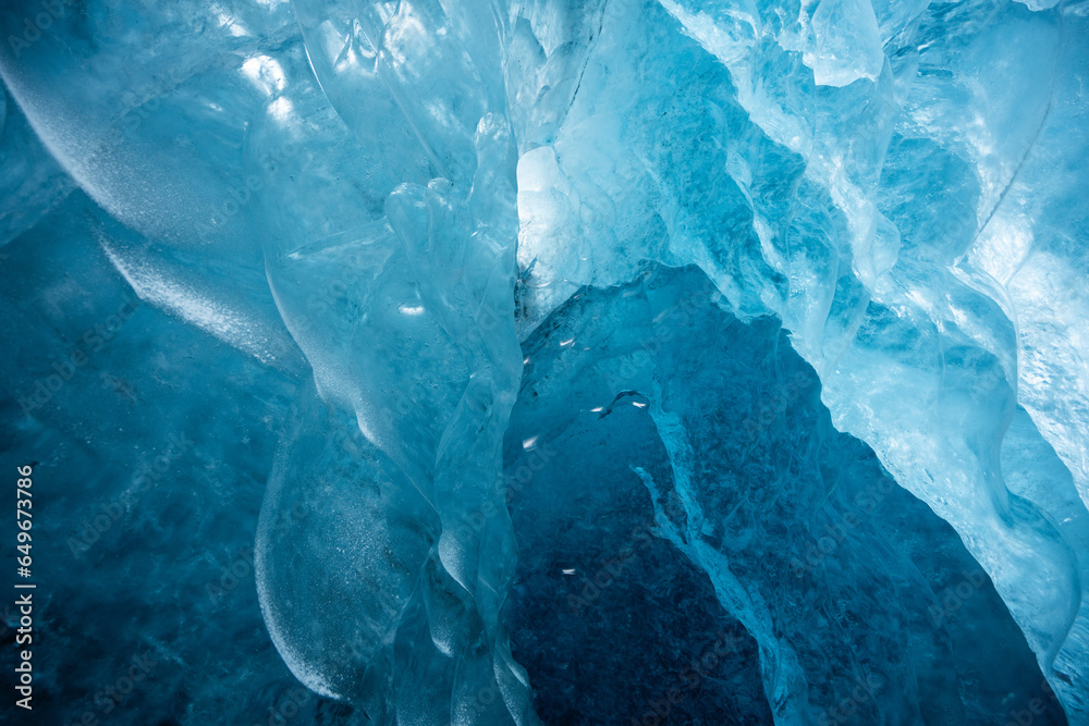 Struktury jaskini lodowej, Islandia - obrazy, fototapety, plakaty 
