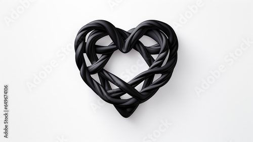 heart shape logo braided black leather strap isolated on white background unusual valentine