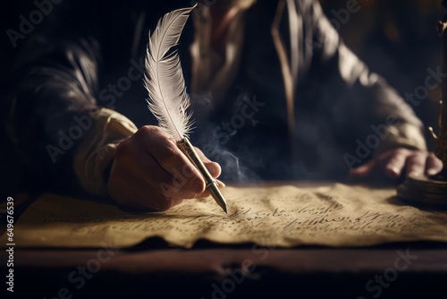 From the tip of a quill, stories unfold, as intricate characters spring to life, dancing upon the canvas of ink. photo