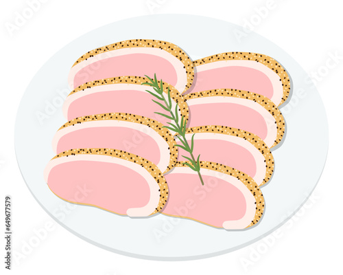 ローストした鴨肉のイラスト