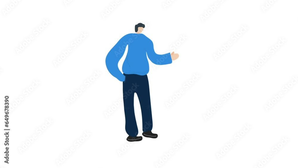 business man teaching character animation, standing. animation motion 2d business man teaching character animation, standing. animation motion 2d
