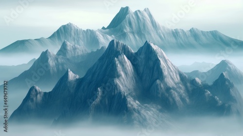 Wallpaper Mural photo of a mist-covered mountain peak Torontodigital.ca