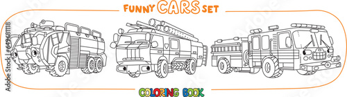 Fire truck or fire engine coloring book set