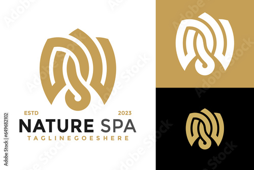 Nature Spa Lotus Oil Logo design vector symbol icon illustration