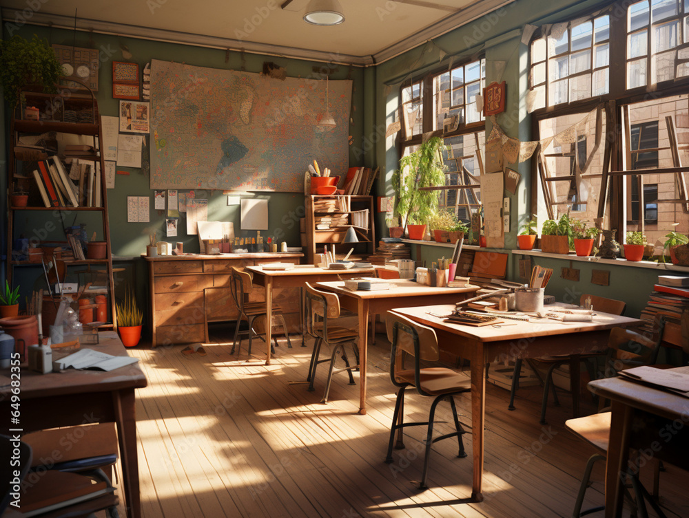 a nice school room, a nice place in the school, created with Generative AI technology