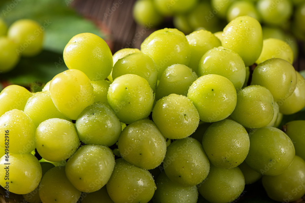 close up of fresh green shine muscat grape background close up of fresh green shine muscat grape background