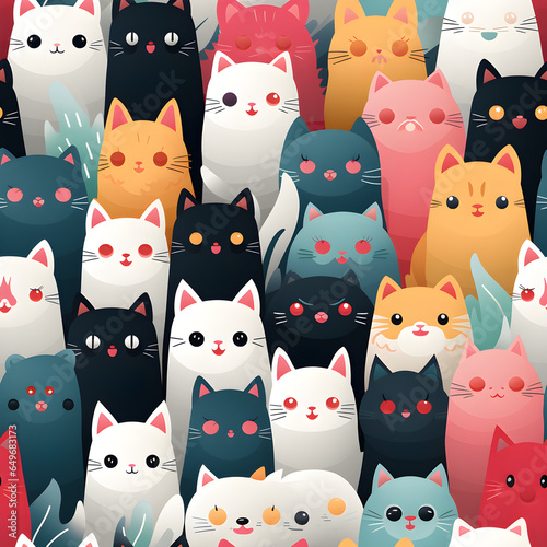 Cats. Cartoon illistion seamless background.