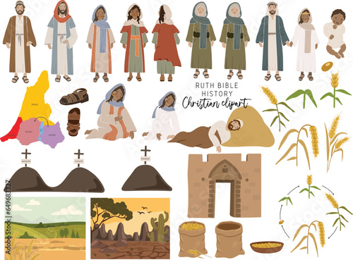 Tela Ruth History clipart, Christian clipart, Ruth Bible elements, Ruth clipart, Peop