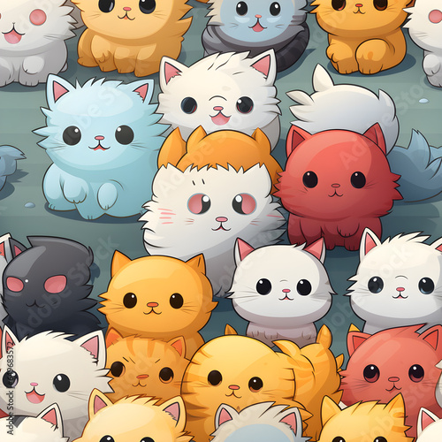 Cats. Cartoon illistion seamless background.