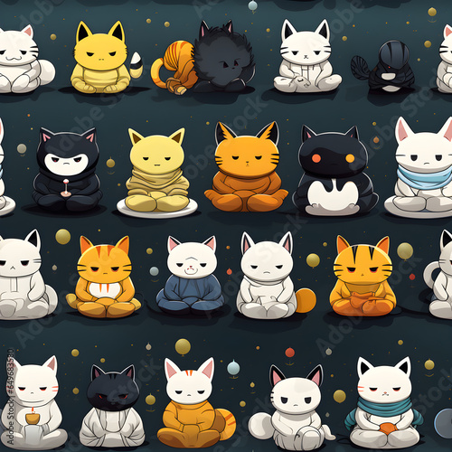 Cats. Cartoon illistion seamless background.