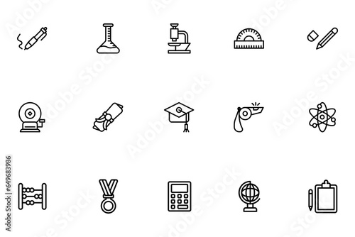 Back to school icon set.education, success, academic subjects,School subjects related icons.Graduation icon set