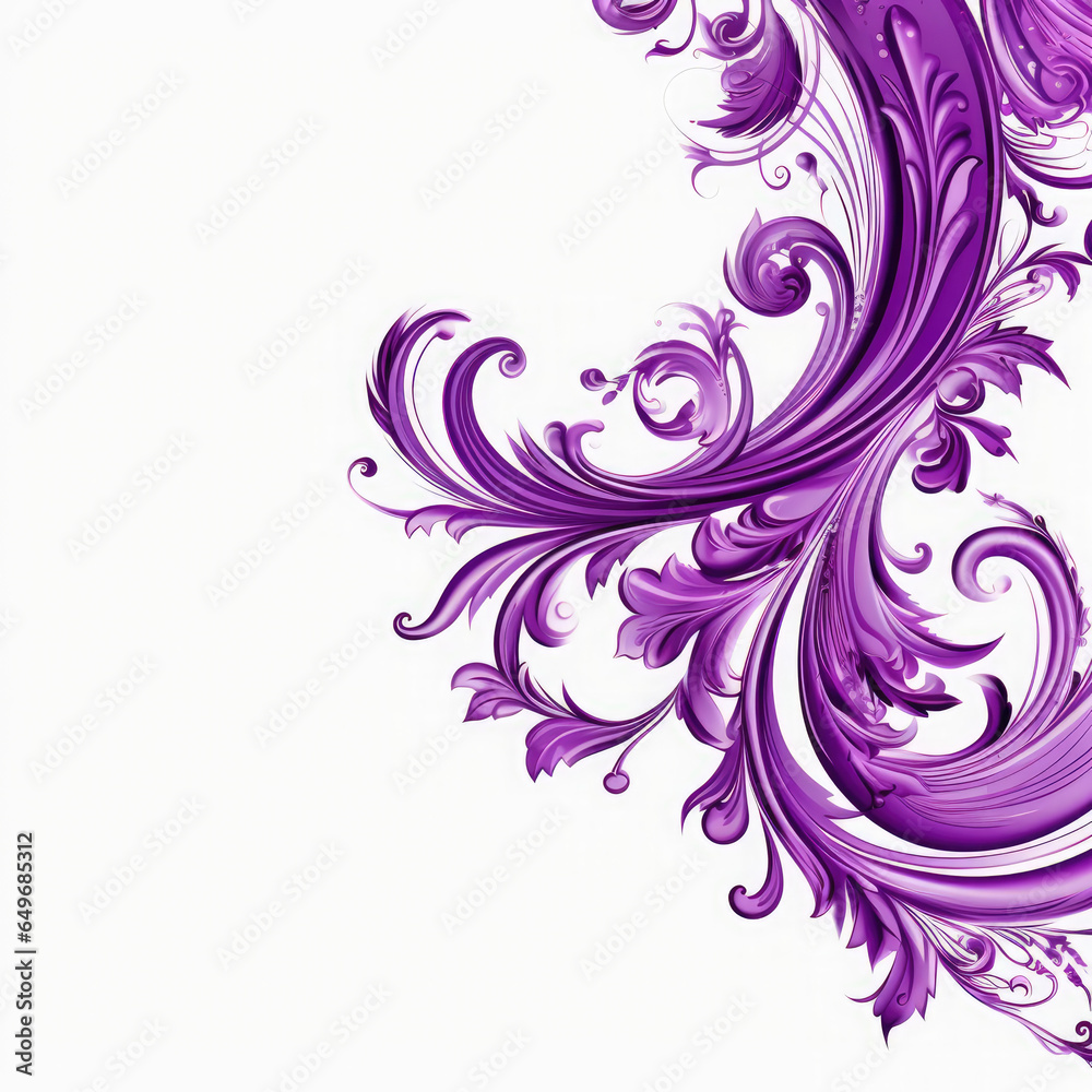 Violet elaborate filigree corner borders white Background, AI Generated Violet elaborate filigree corner borders white Background, AI Generated