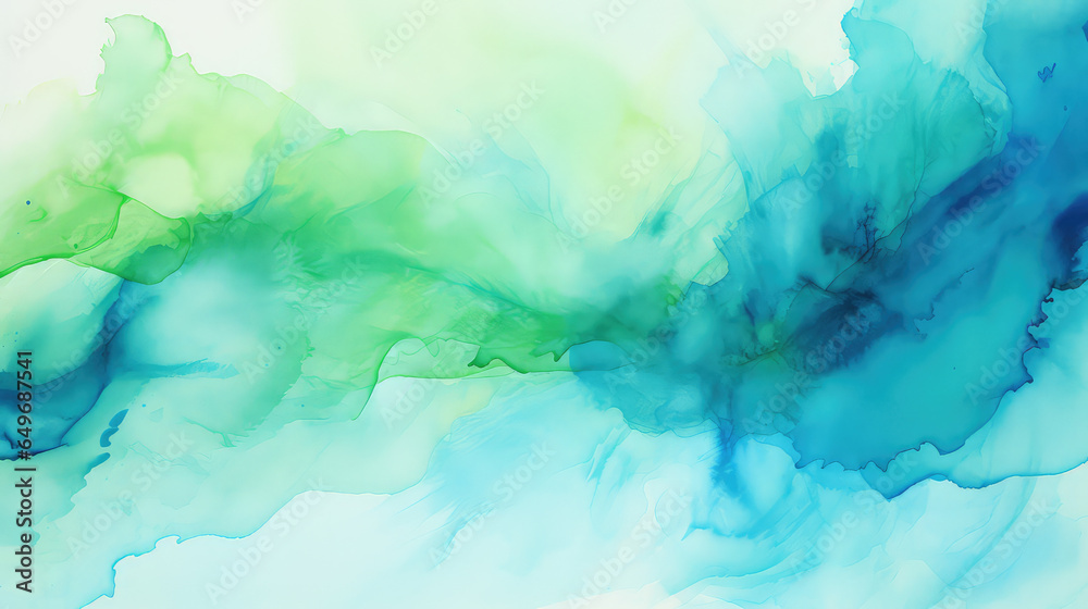 Abstract watercolor background in vibrant shades of blue and green. Texture for background or backdrop. 