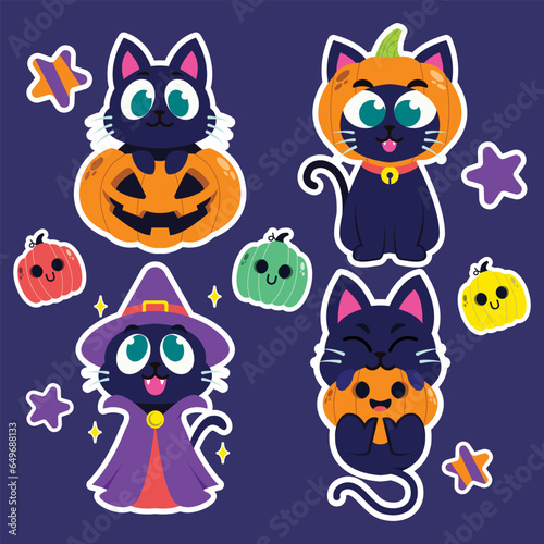 Fototapeta Naklejka Na Ścianę i Meble -  Sticker Set of Halloween Cute