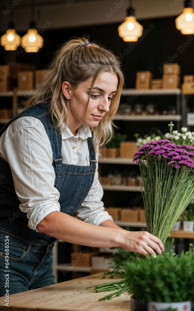 photo of woman as a florist flower store, generative AI photo of woman as a florist flower store, generative AI