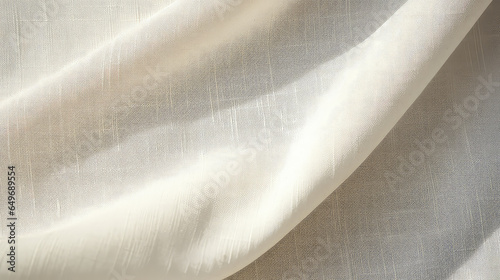 Organic linen fabric with a subtle natural weave pattern, beige color. Texture for background or backdrop. 