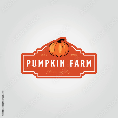 label sticker illustration simple vintage pumpkin logo vector design with typography