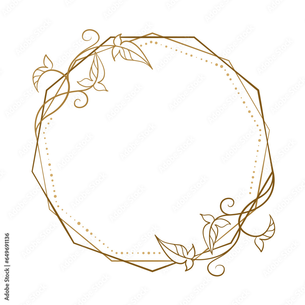 Vector round floral frame with ivy leaves decoration
