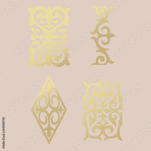 Islamic ornament vector, persian motiff. Asian floral designs. Abstract Asian elements of the national pattern of the ancient nomads of the Kazakhs, Kyrgyz, Mongols, Tatars, Uzbeks, Tajiks and other