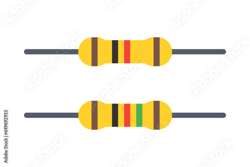 Vector illustration of a set of resistors 4 bands and 5 bands color