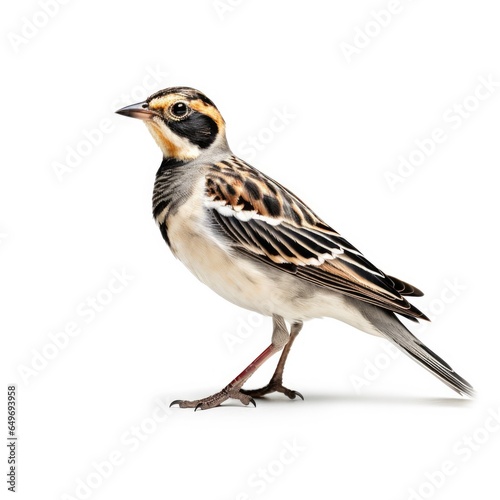 Smiths longspur bird isolated on white background.