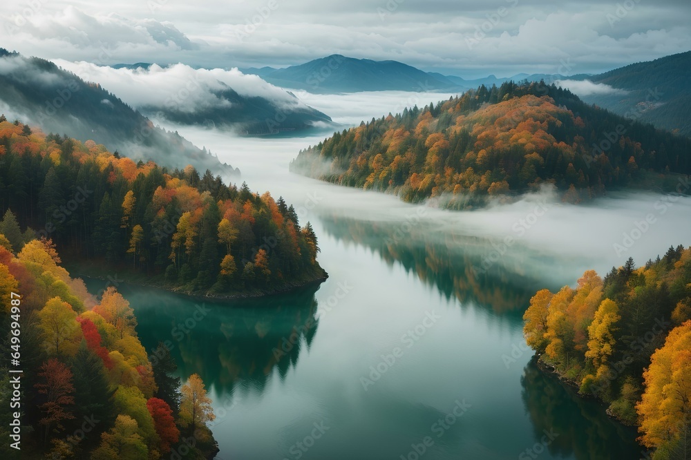 autumn in the mountains and lake autumn in the mountains and lake