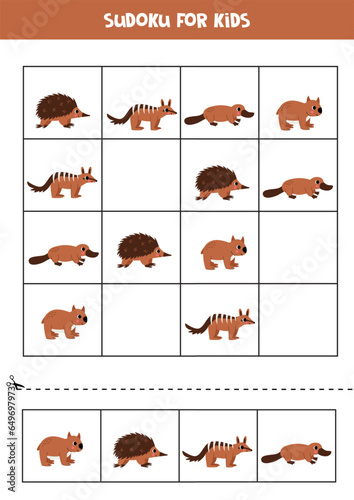 Educational Sudoku game with cute Australian animals.