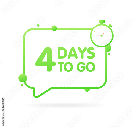 4 days to go sign. Lines, green, 4 days to go. Vector icon