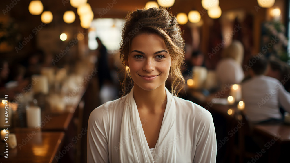 A young beautiful woman is the owner of a small business A young beautiful woman is the owner of a small business