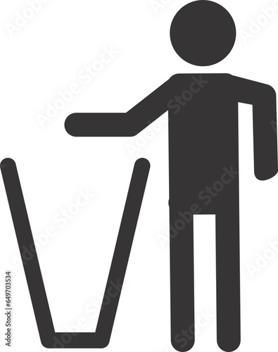 man icon throwing in basket 