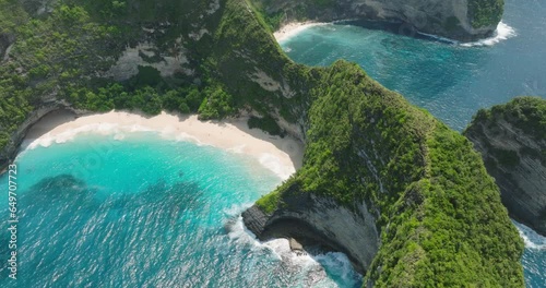 Aerial of Kelingking Beach and Embon Beach, Nusa Penida, Bali, Indonesia photo