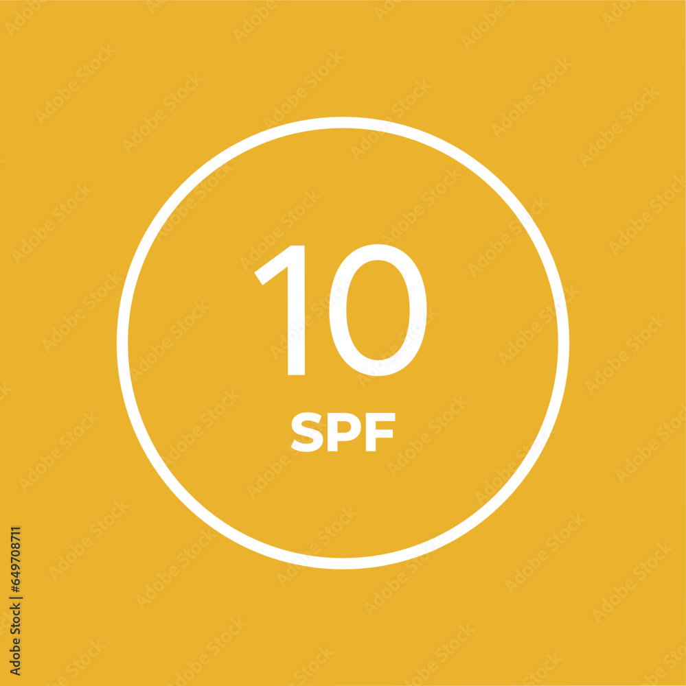SPF line icon vector on orange background. 10 Sun protection symbols for sunblock or sunscreen products. For cosmetic packaging SPF line icon vector on orange background. 10 Sun protection symbols for sunblock or sunscreen products. For cosmetic packaging