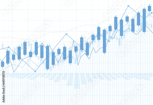 Business candle stick graph chart of stock market investment trading on white background design. Bullish point, Trend of graph. Vector illustration